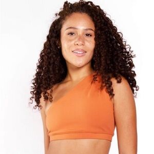 Burnt Orange One-Shoulder Yoga Democracy Sports Bra Top